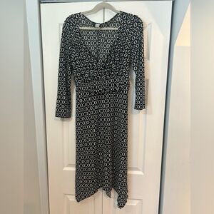 Studio 1940 Black White Circle Print Long Sleeve Dress Women’s XL